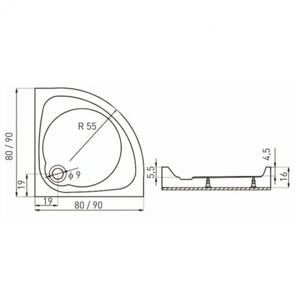 Kerra Cabină de duș curbată Splash 80x80 cm cu cădiță de duș [4]