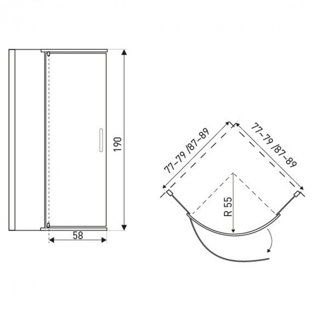 Kerra Cabină de duș curbată Splash 90x90 cm fără cădiță [2]