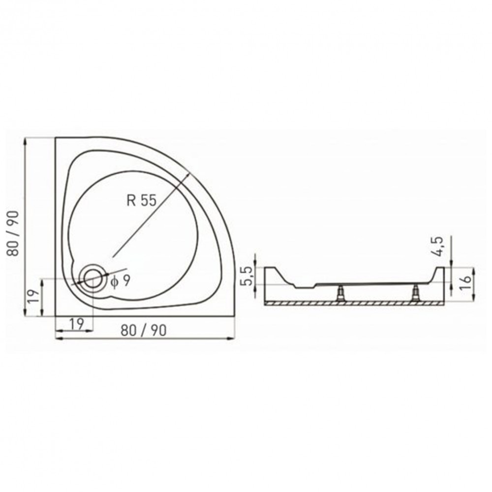 Kerra Cabină de duș curbată Splash 90x90 cm cu cădiță de duș [4]