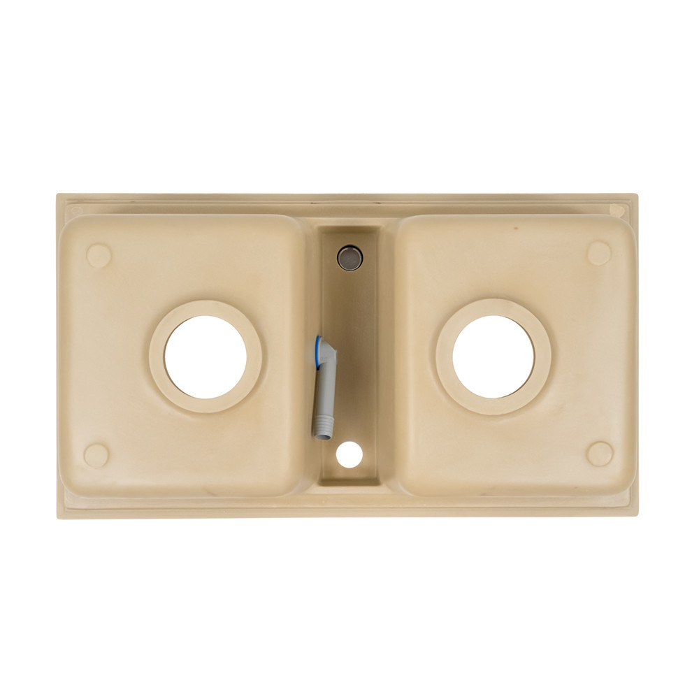 Leziter Chiuvetă pătrată Tia din granit cu două cuve și sifon bej [6]