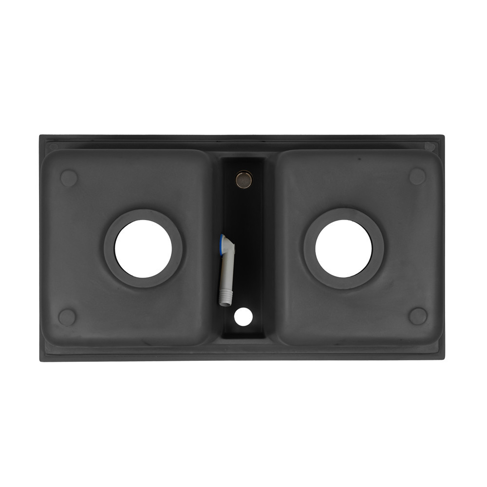 Leziter Chiuvetă pătrată Tia din granit cu două cuve și sifon, neagră [6]