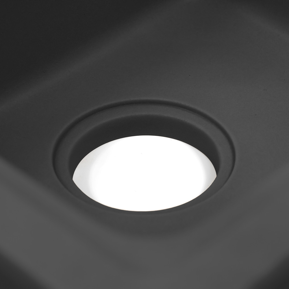 Leziter Chiuvetă pătrată Tia din granit cu două cuve și sifon, neagră [8]