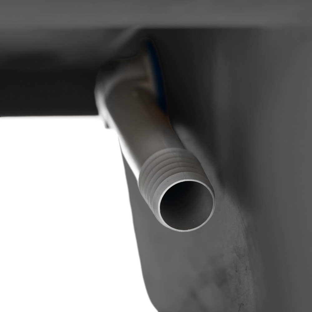 Leziter Chiuvetă pătrată Tia din granit cu două cuve și sifon, neagră [9]