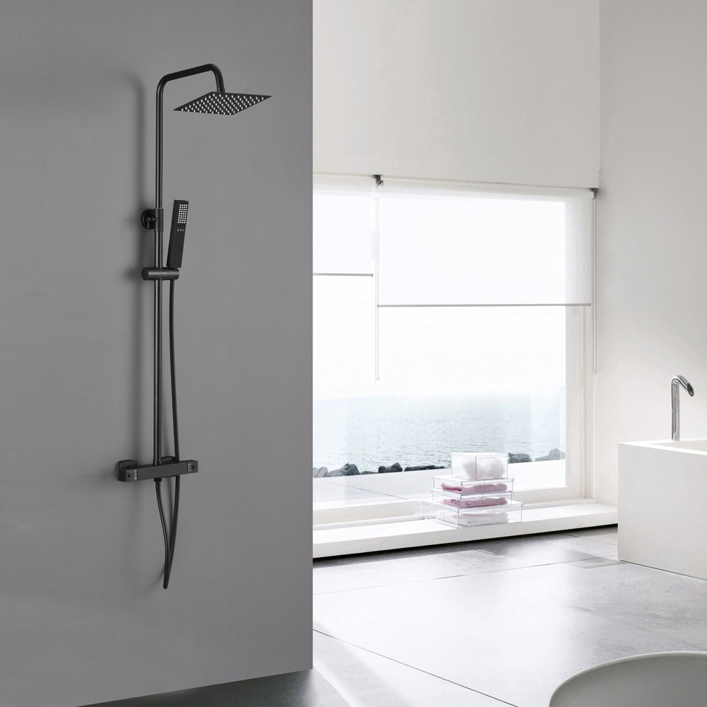 Leziter Set de duș Alita Black cu baterie termostatică [1]