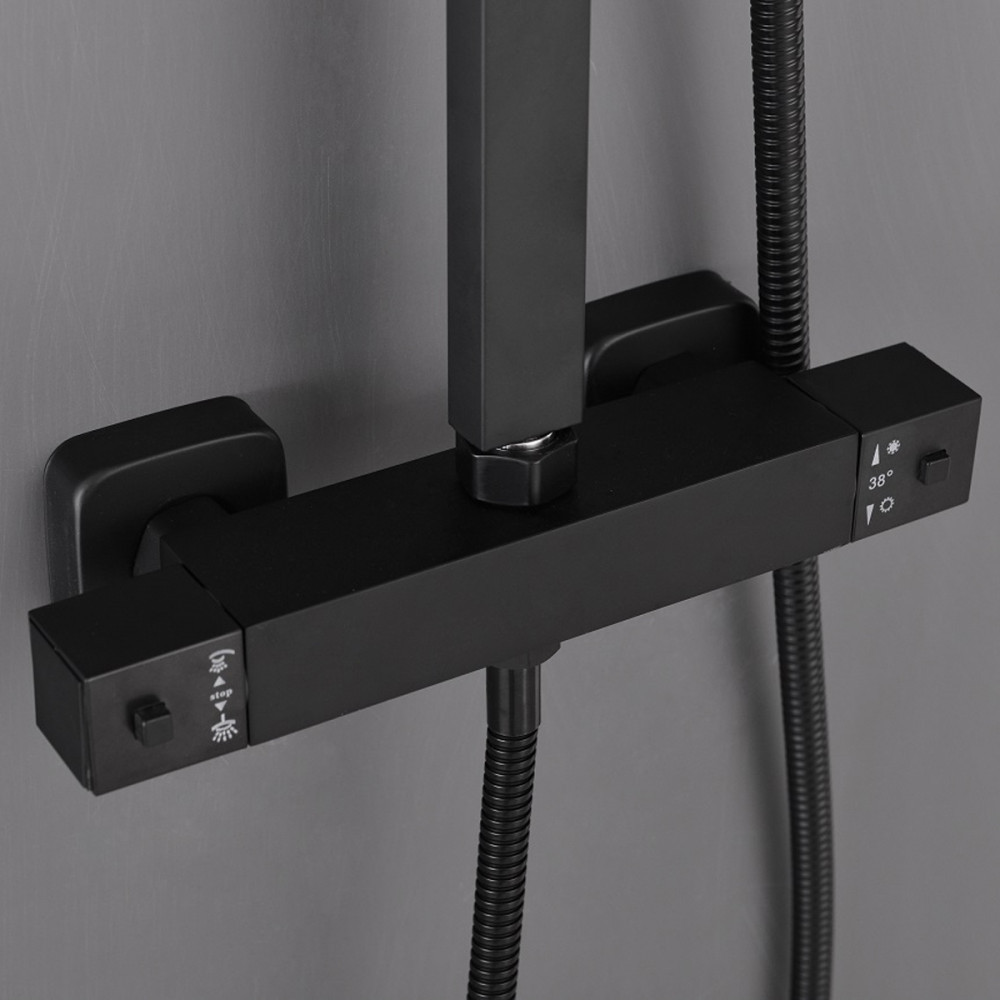 Leziter Set de duș Mazama Black cu baterie termostatică [7]