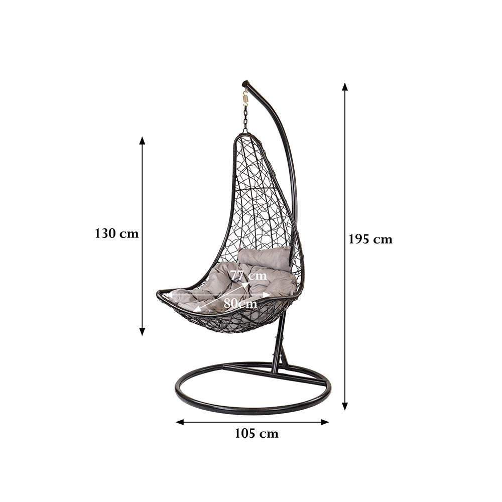 Leziter Scaun suspendat de grădină Natal negru [2]