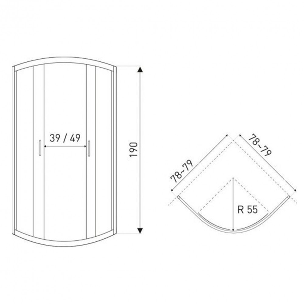 Kerra Cabină de duș Tiara 80x80 cm cu ușă glisantă curbată, fără cădiță de duș [2]