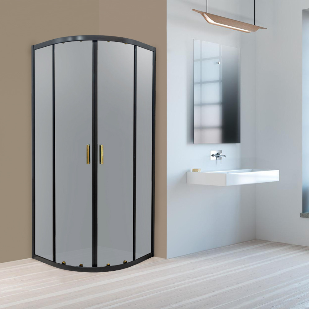 Kerra Cabină de duș curbată Tiara Gold 80x80 cm fără cădiță de duș [1]