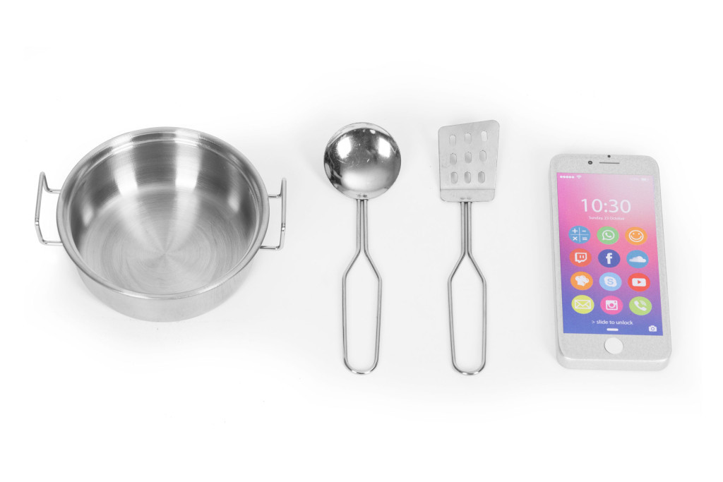 Homelux Bucătărie de jucărie din lemn cu sunet și bord LED accesorii metalice [5]