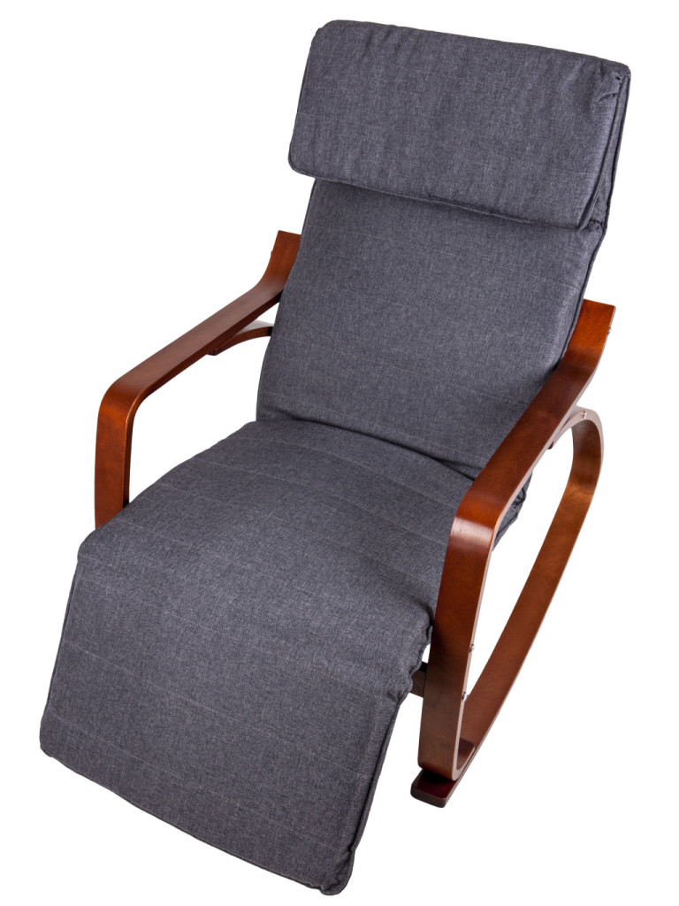 Homelux Scaun oscilant cu suport reglabil pentru picioare, cadru din lemn hazel - gri [3]