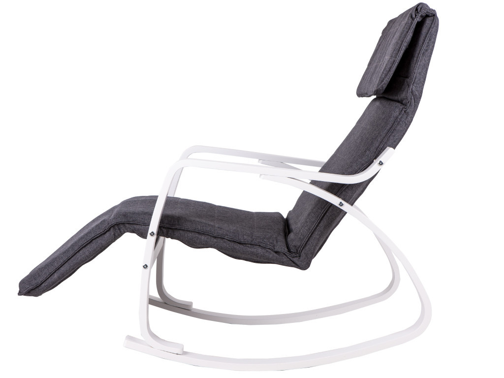 Homelux Scaun oscilant cu suport reglabil pentru picioare, cadru din lemn alb - gri [9]