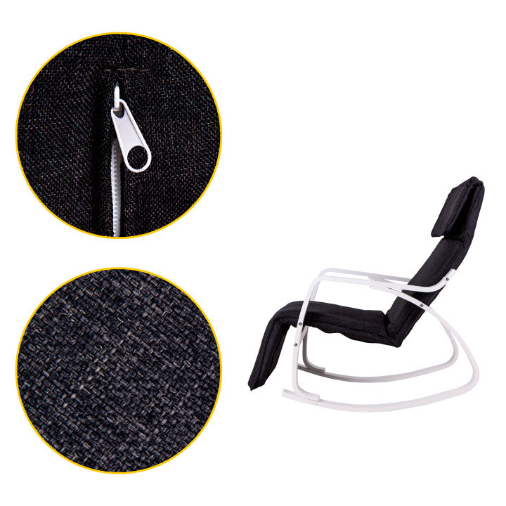 Homelux Scaun balansoar alb negru cu suport pentru picioare reglabil [5]