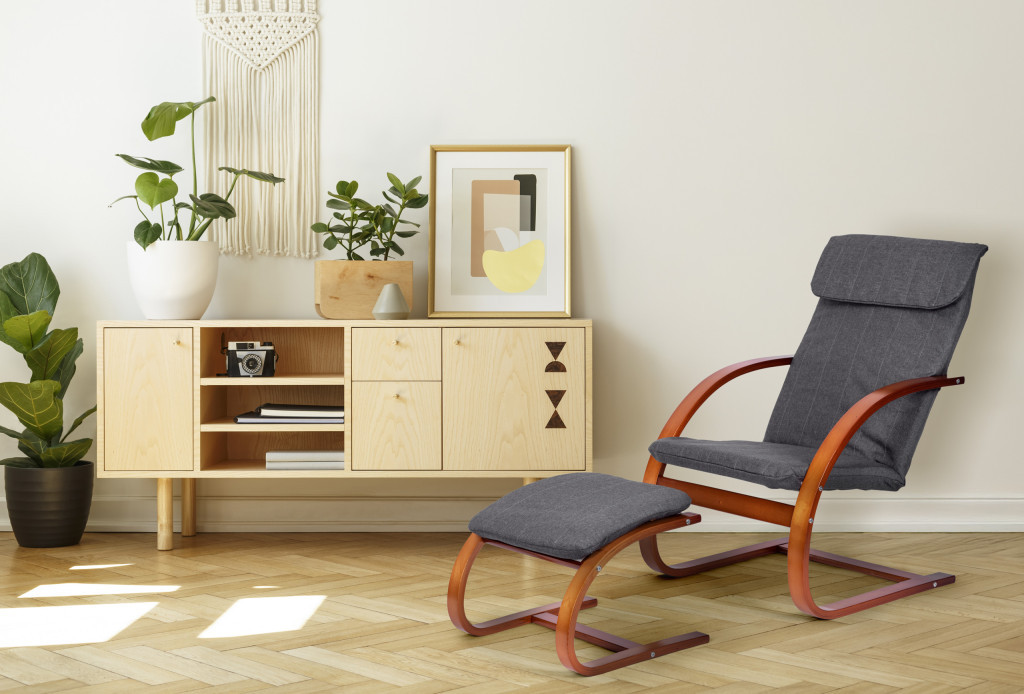 Homelux Balansoar finlandez cu cadru din lemn și suport pentru picioare hazel - gri [8]