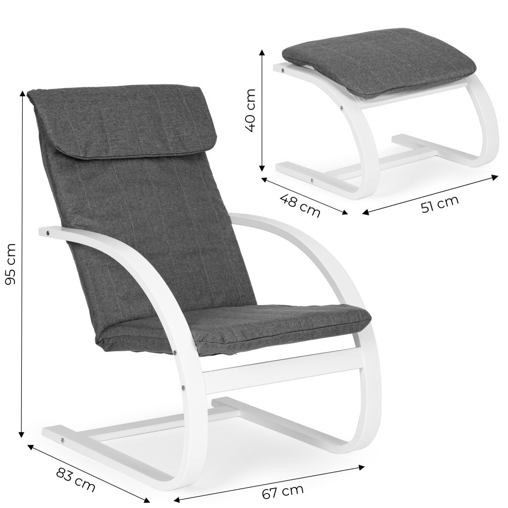 Homelux Balansoar finlandez cu cadru din lemn și suport pentru picioare alb - gri [7]