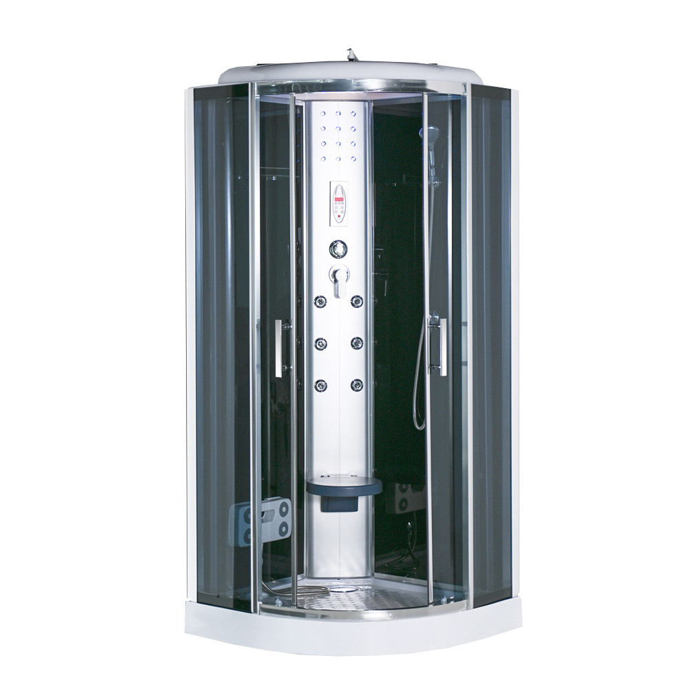 Cabină de duș cu hidromasaj - Leziter Cabină de duș cu hidromasaj curbată Vital Black 90x90 cm