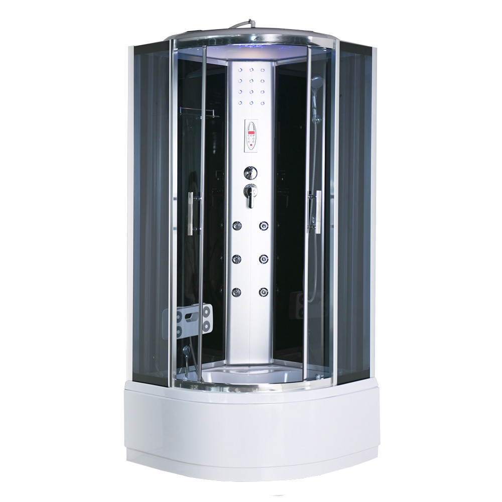 Cabină de duș cu hidromasaj - Leziter Cabină de duș cu hidromasaj Vital Black 80x80 cm, curbată și adâncă