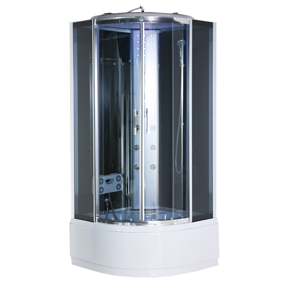 Leziter Cabină de duș cu hidromasaj Vital Black 80x80 cm, curbată și adâncă [9]