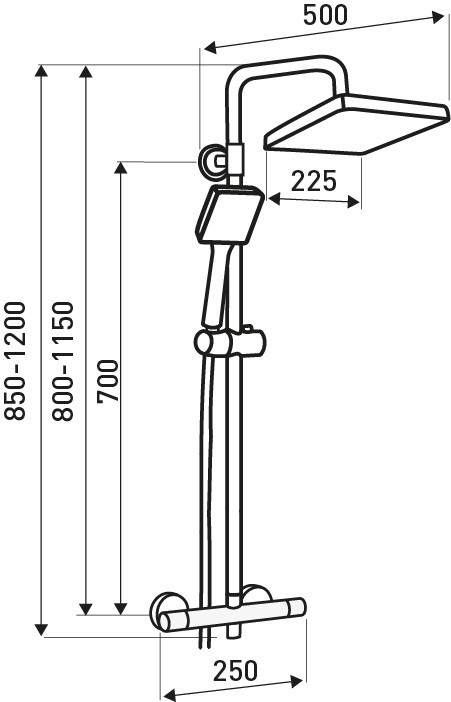 Logé Set de duș Vesuvio BL negru cu baterie termostatică [3]