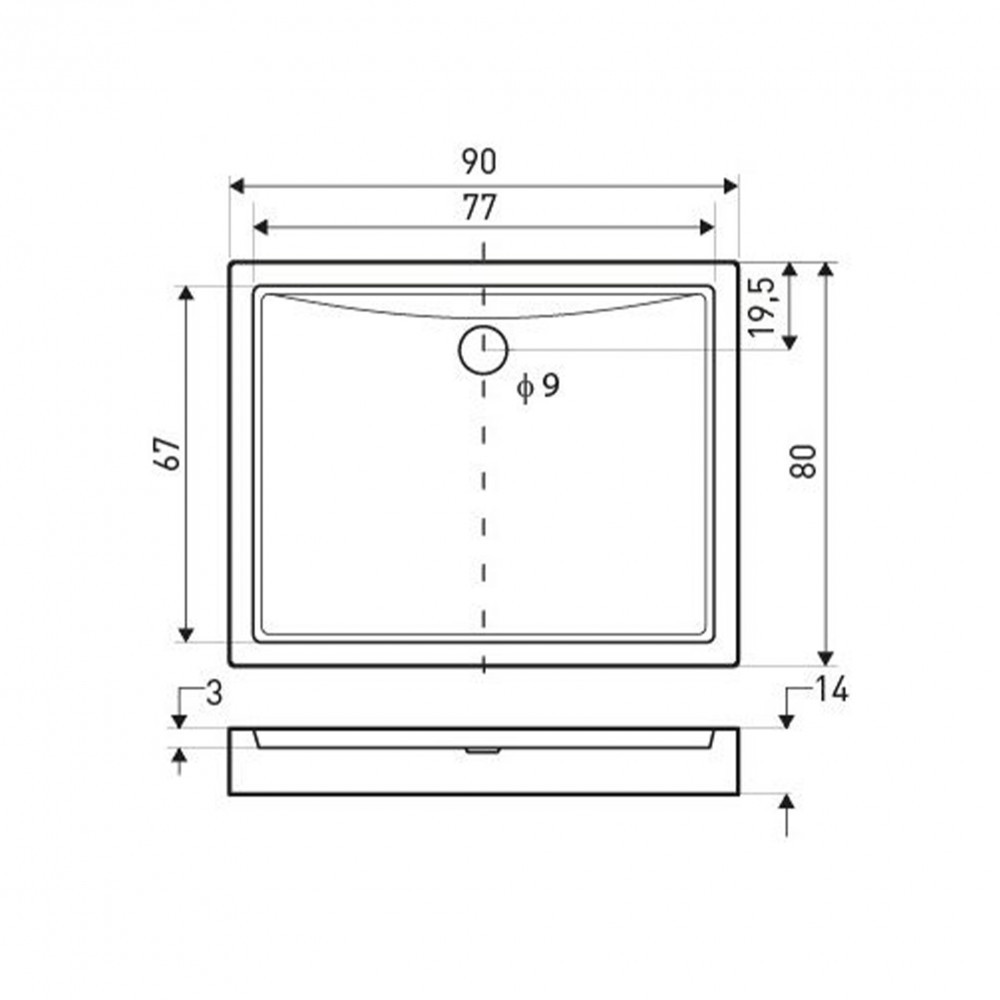 Kerra Cădiță de duș pătrată universală Victor 90x80 cm [1]