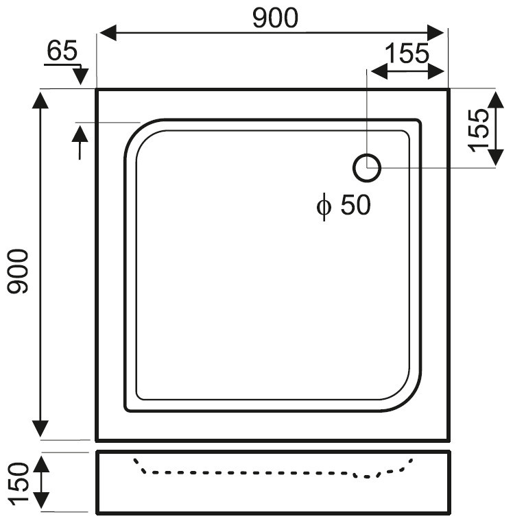 Kerra Cădiță de duș pătrată Victor Plus din acril 90x90 cm [2]