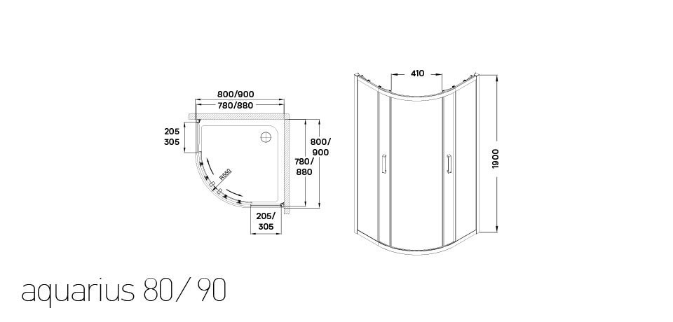Wellis Cabină de duș curbată Aquarius 90x90 cm fără cădiță de duș cu înveliș Easy Clean [4]