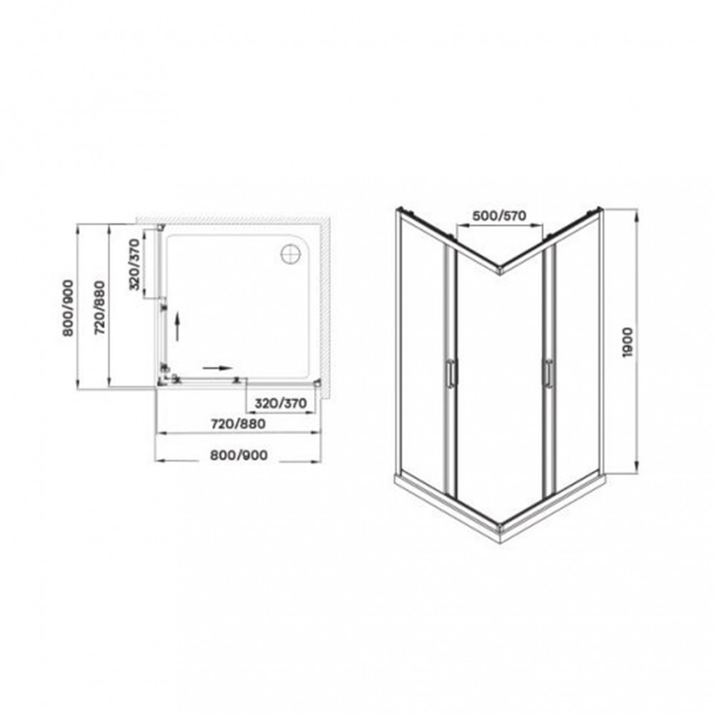Wellis Cabină de duș pătrată Apollo 80x80 cm fără cădiță de duș cu strat de acoperire Easy Clean [2]