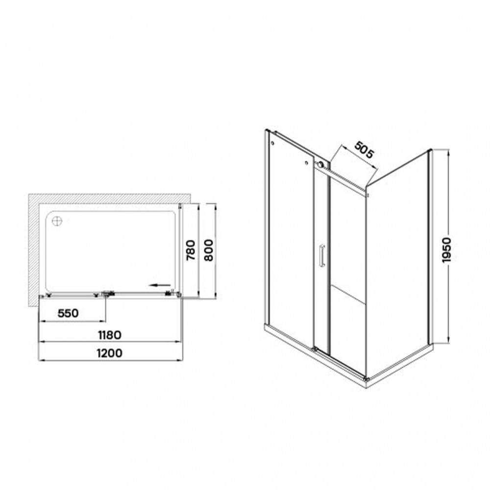 Wellis Cabină de duș asimetrică pătrată Vincenzo 80x120 cm fără cădiță de duș cu înveliș Easy Clean [5]