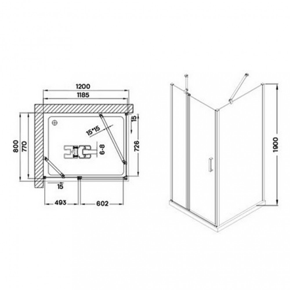 Wellis Cabină de duș asimetrică Triton 80x120 cm fără cădiță de duș cu înveliș Easy Clean [3]