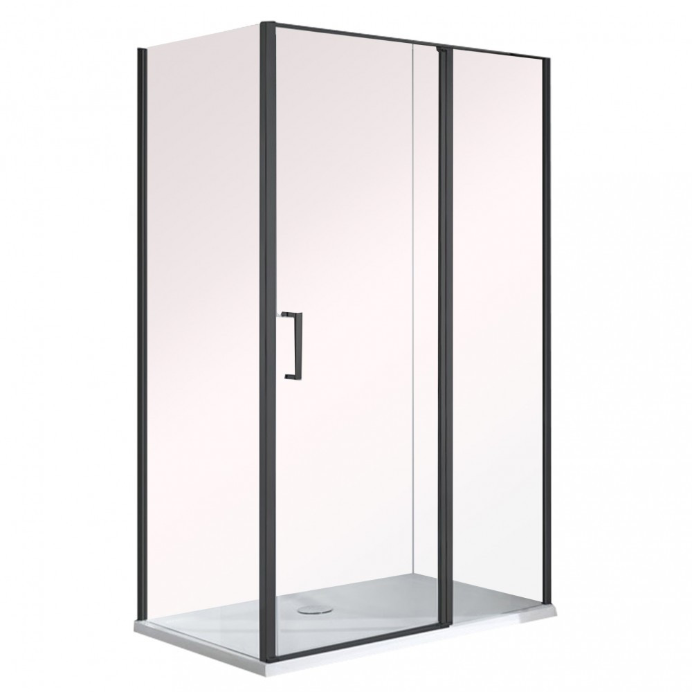 Cabină de duș - Wellis Cabină de duș pătrată Triton Black 80x120 cm fără cădiță de duș nano-acoperită