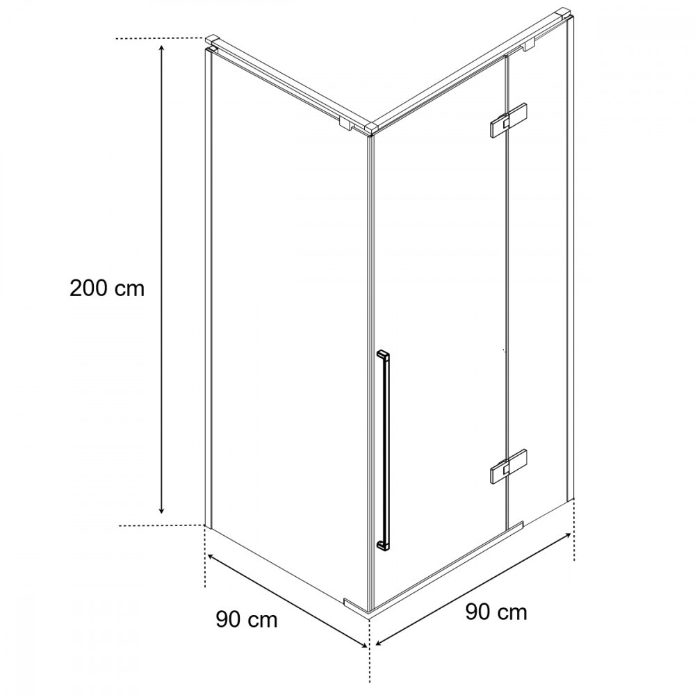 Wellis Cabină de duș pătrată Sorrento Plus 90x90, montată pe dreapta, cu finisaj Easy Clean [5]
