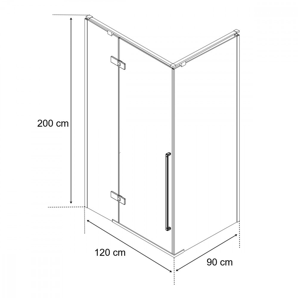 Wellis Cabină de duș pătrată Sorrento Plus 90x120 stânga cu înveliș Easy Clean [4]