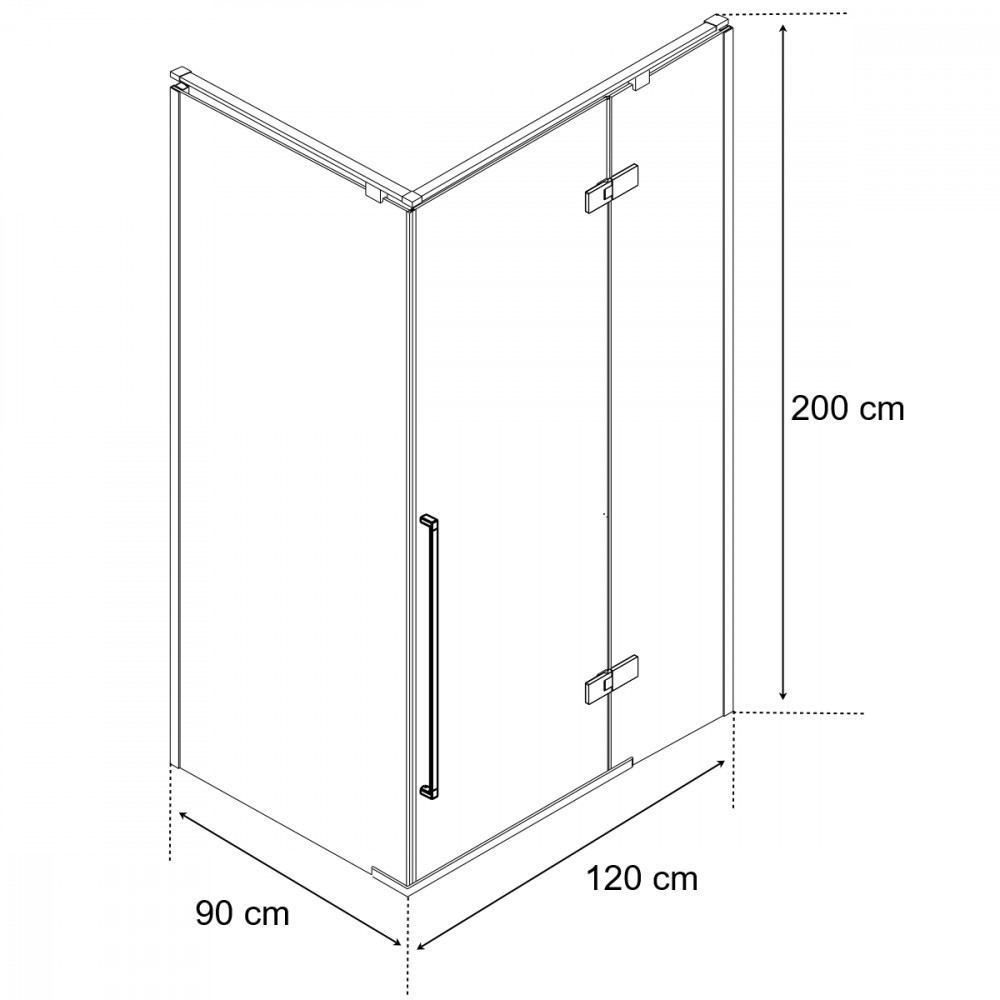 Wellis Cabină de duș pătrată Sorrento Plus 90x120, montată pe dreapta, cu finisaj Easy Clean [5]