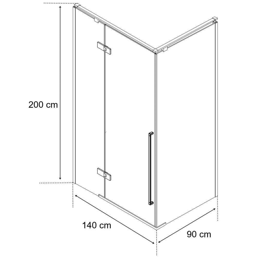 Wellis Cabină de duș pătrată Sorrento Plus 90x140 stânga cu înveliș Easy Clean [5]