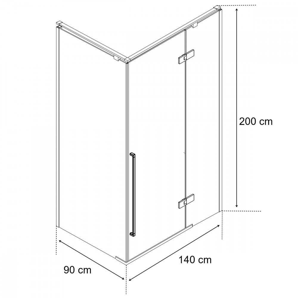 Wellis Cabină de duș pătrată Sorrento Plus 90x140, montată pe dreapta, cu finisaj Easy Clean [5]