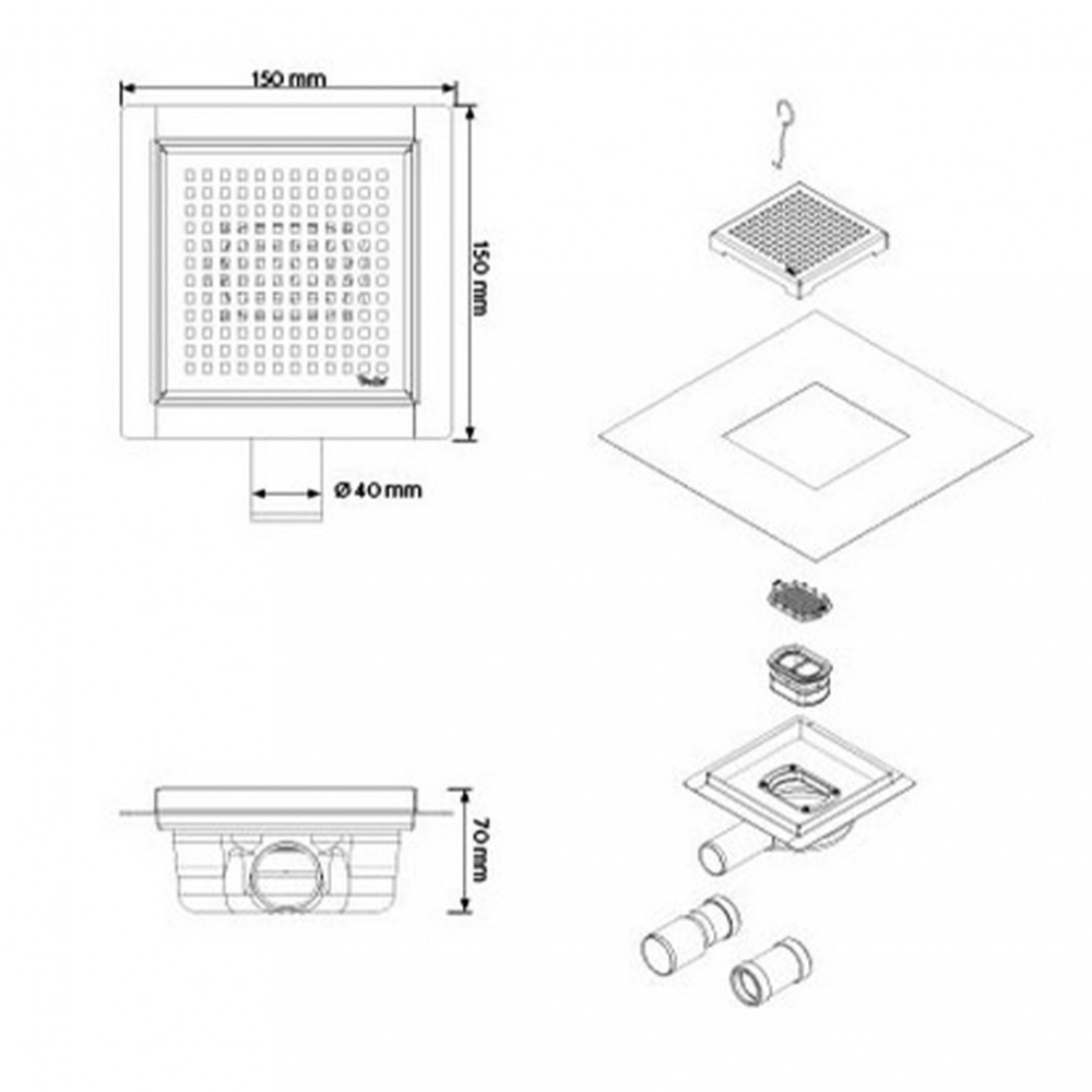 Wellis Sifon de pardoseală plat W-Drain [1]
