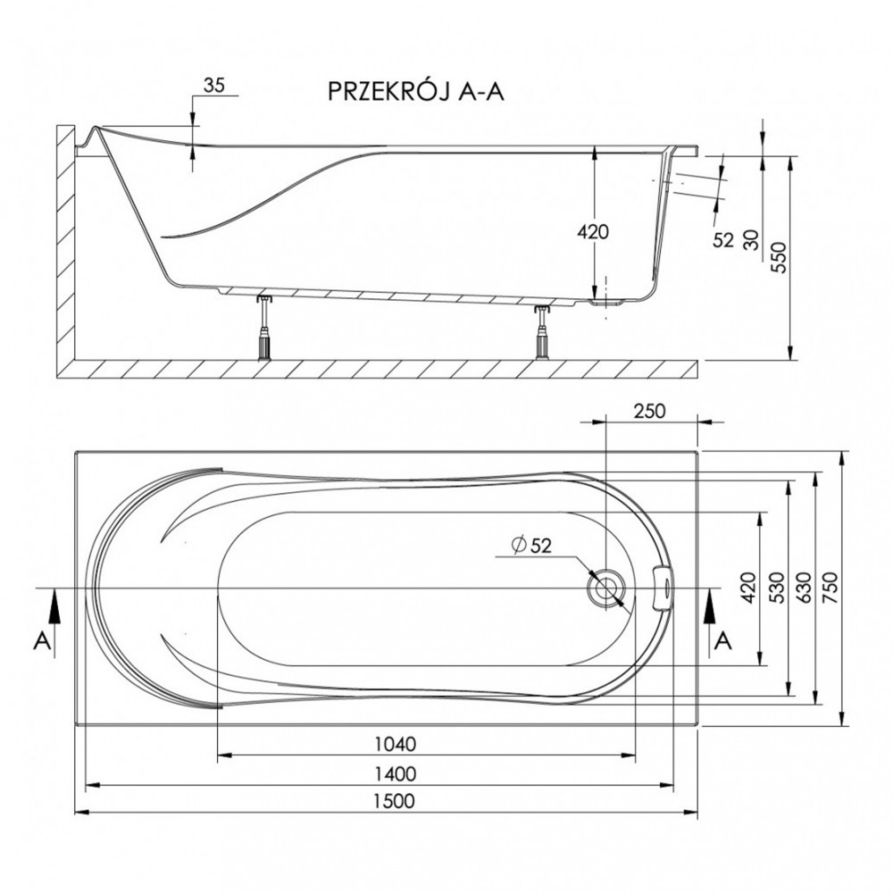Kerra Cadă de baie dreaptă Wivea 150 [2]