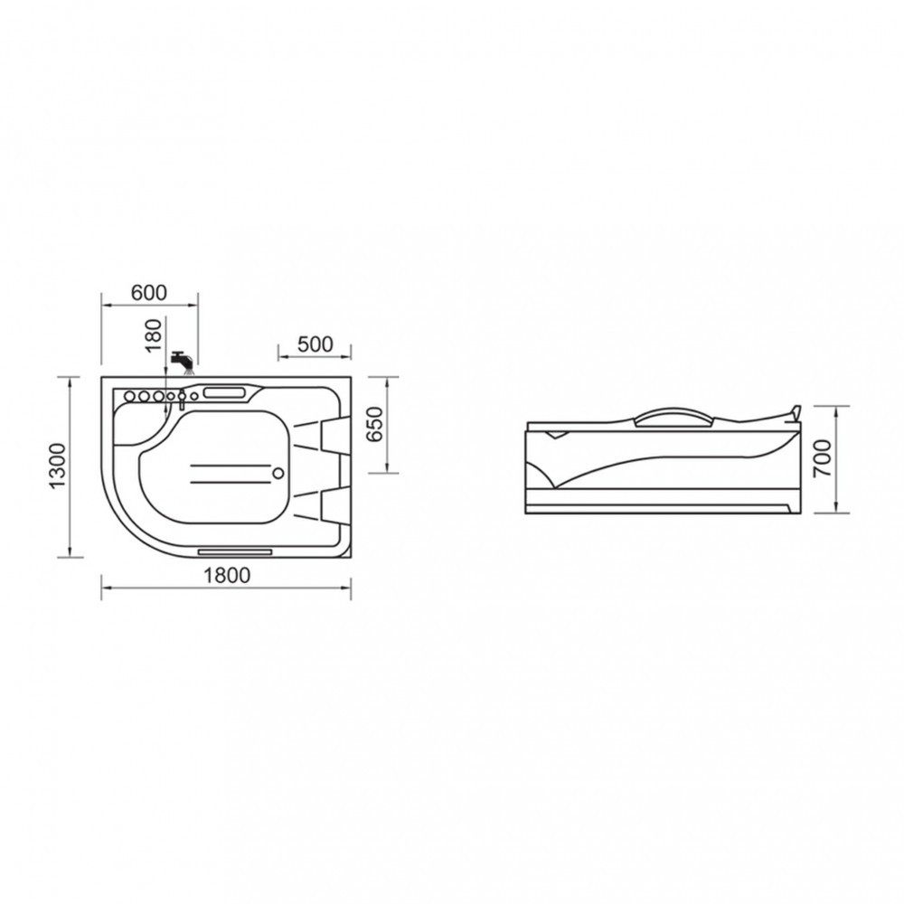 Wellis Cadă de baie cu hidromasaj asimetrică Dublo E-Max [6]