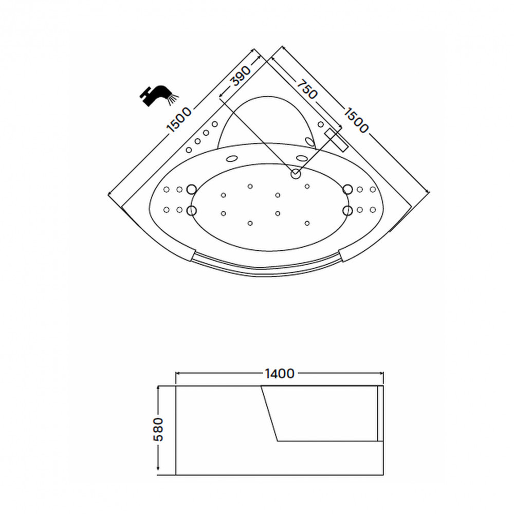 Wellis Cadă de baie cu hidromasaj Tivoli E-Drive Touch fără baterie [1]