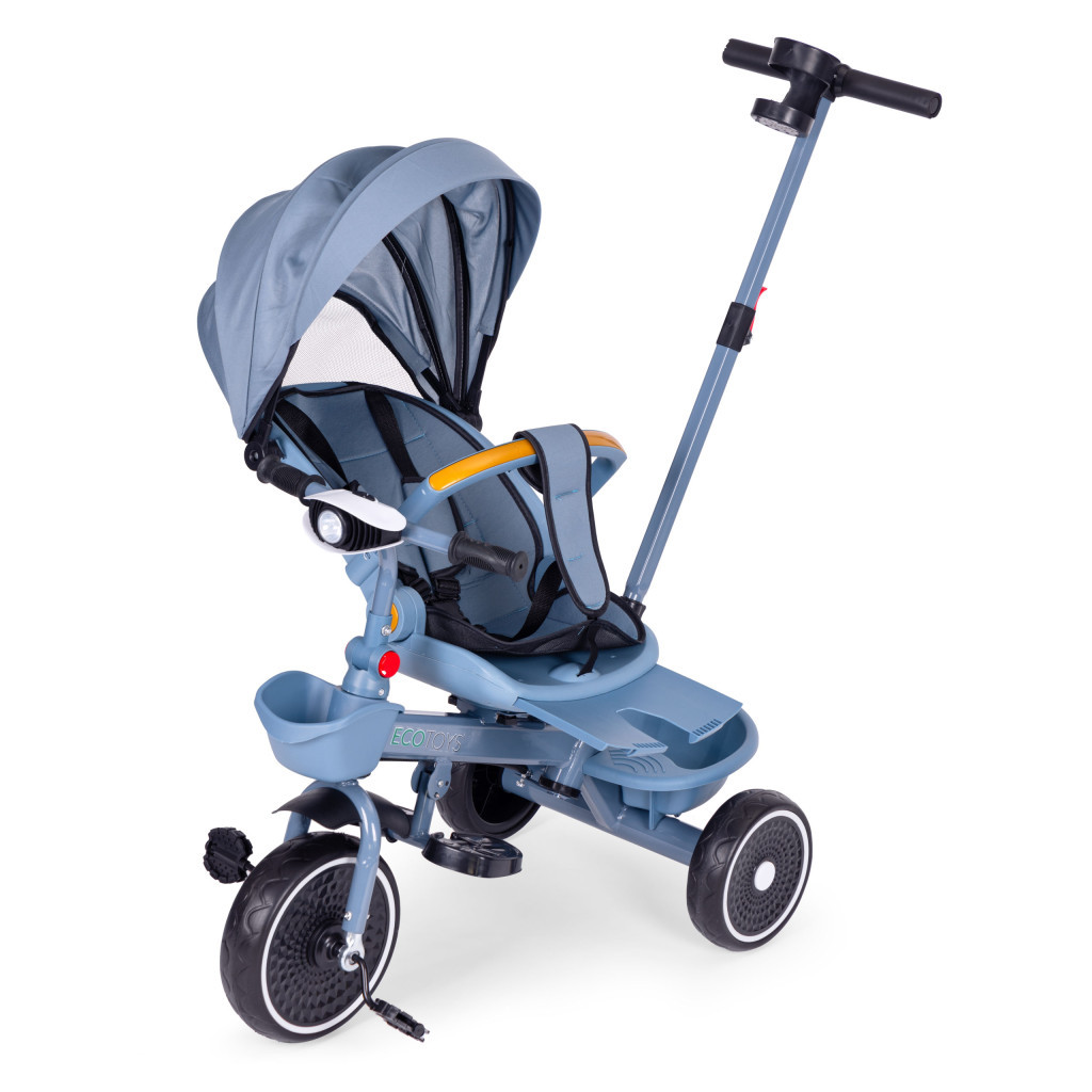Homelux Triciclu cu scaun pivotant și acoperiș pliabil 2 în 1 albastru [5]