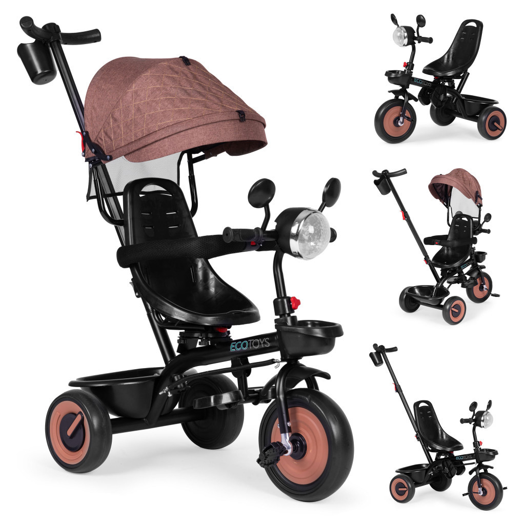 Produse temporar indisponibile - Homelux Triciclu triciclu cu scaun pivotant și parasolar 3in1 maro