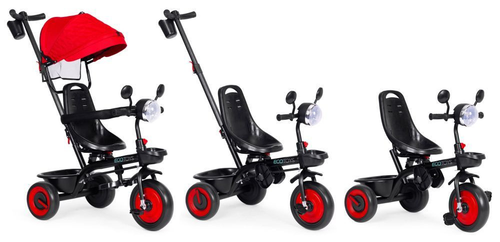 Homelux Triciclu triciclu cu scaun pivotant și parasolar 3in1 roșu [6]