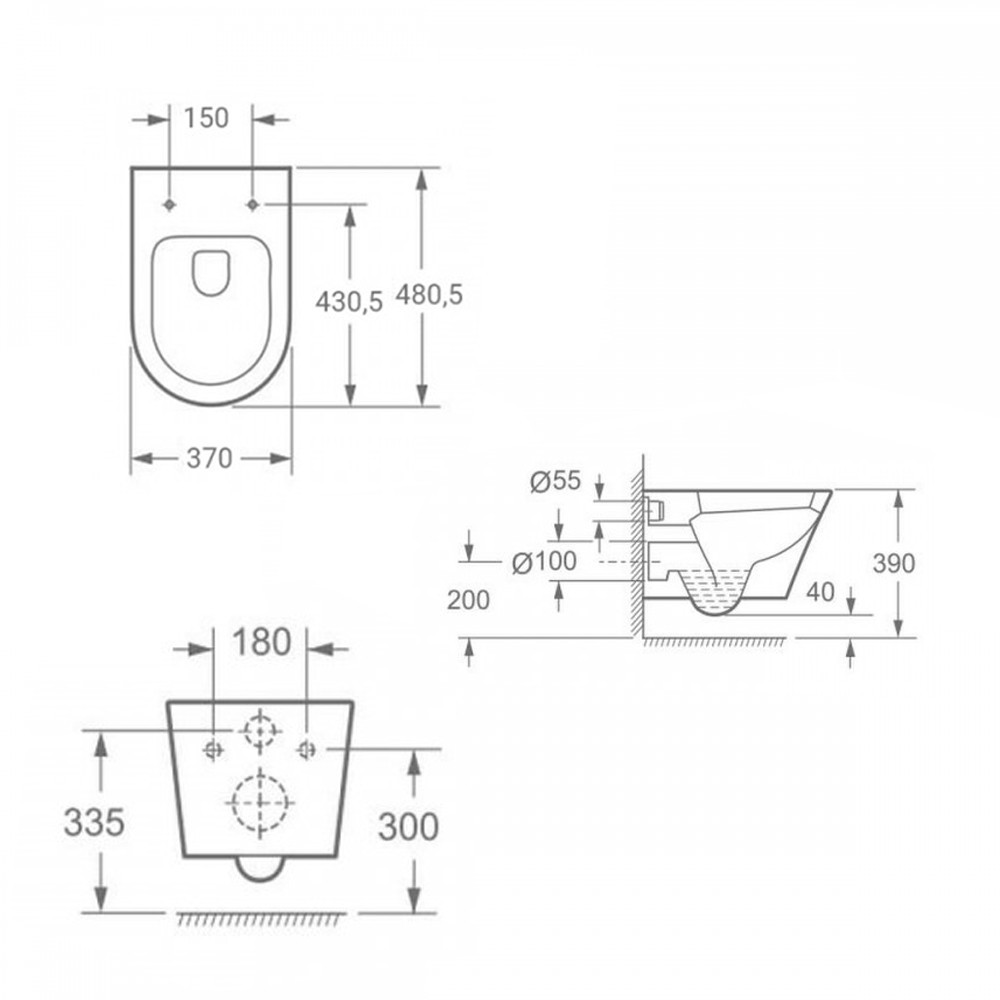 Leziter Toaletă Ride montată pe perete, fără ramă, cu capac cu închidere silențioasă [2]