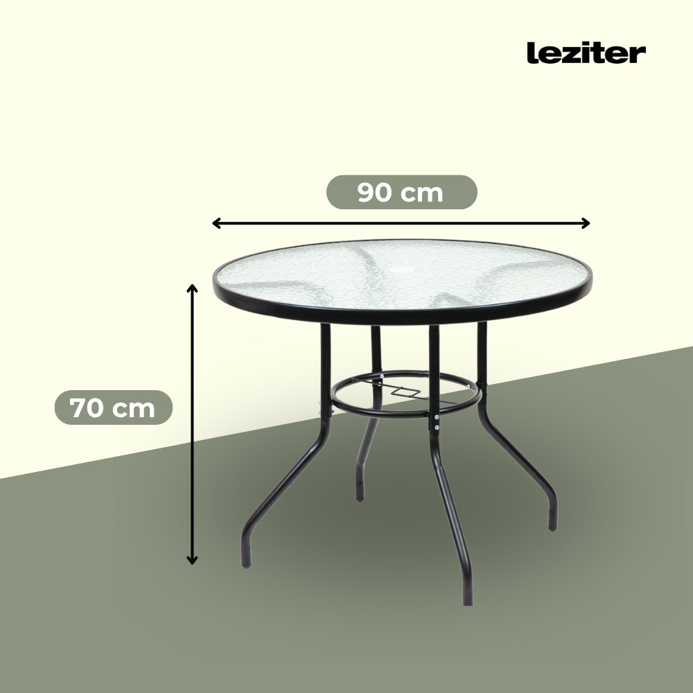 Leziter Masă de grădină Ordino cu cadru metalic și sticlă [1]