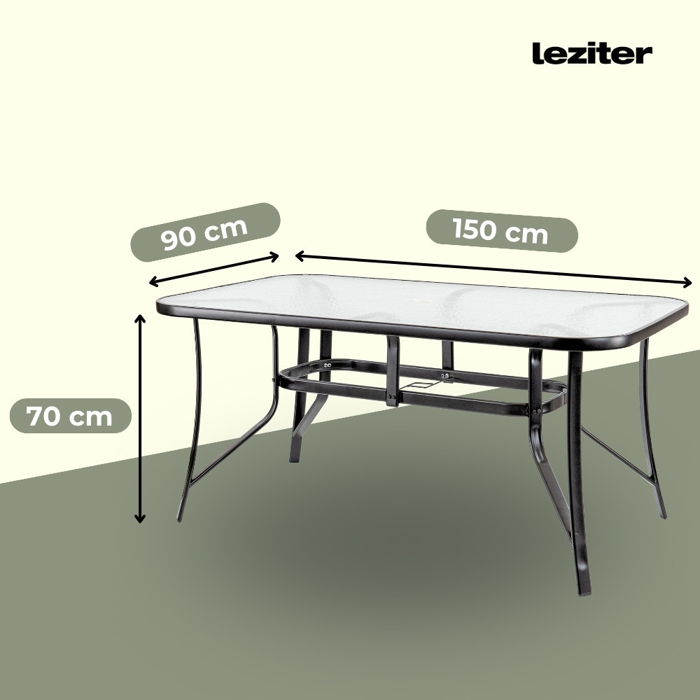 Leziter Masă de grădină Canillo cu cadru metalic și sticlă [1]