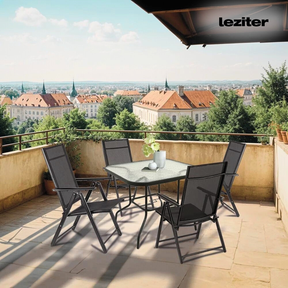 Leziter Masă de grădină Vella cu cadru metalic și sticlă [5]