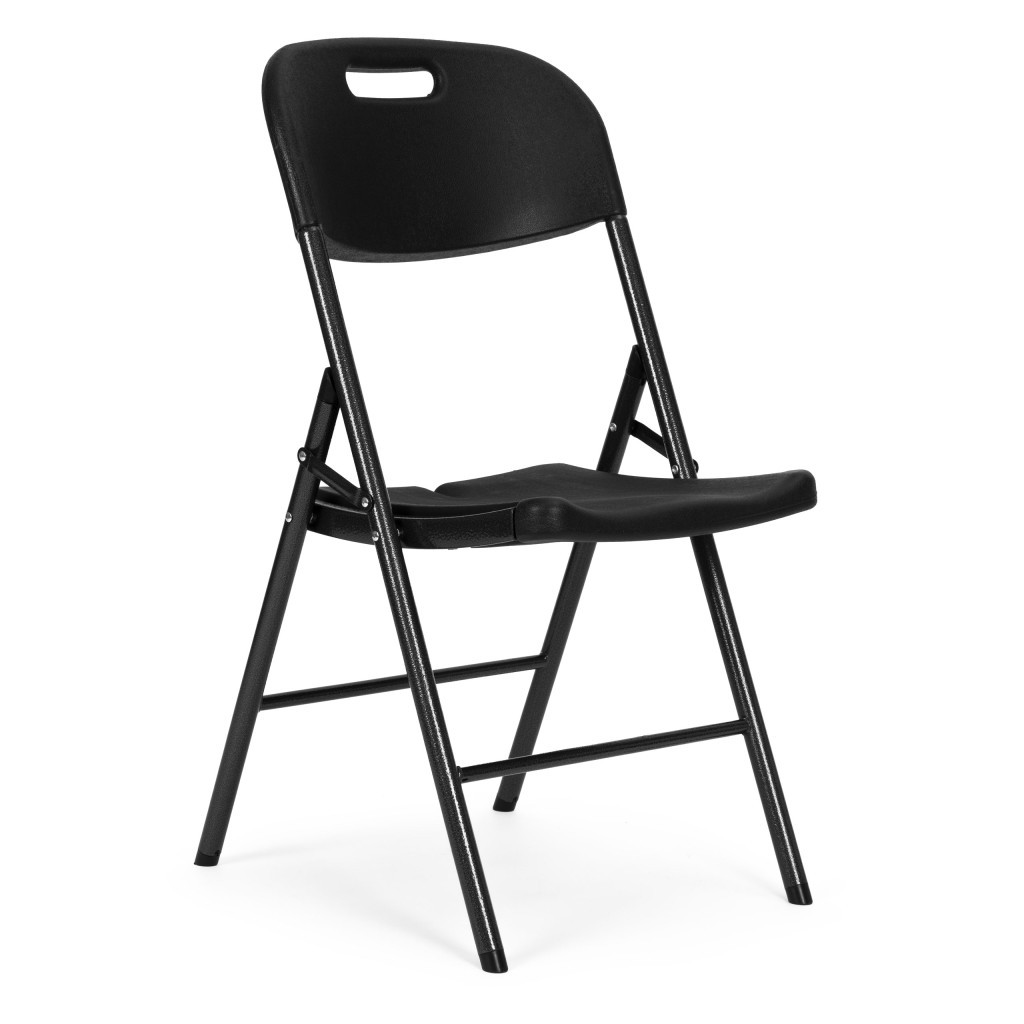 Homelux 4 bucăți scaun pliabil metal și HDPE negru [3]