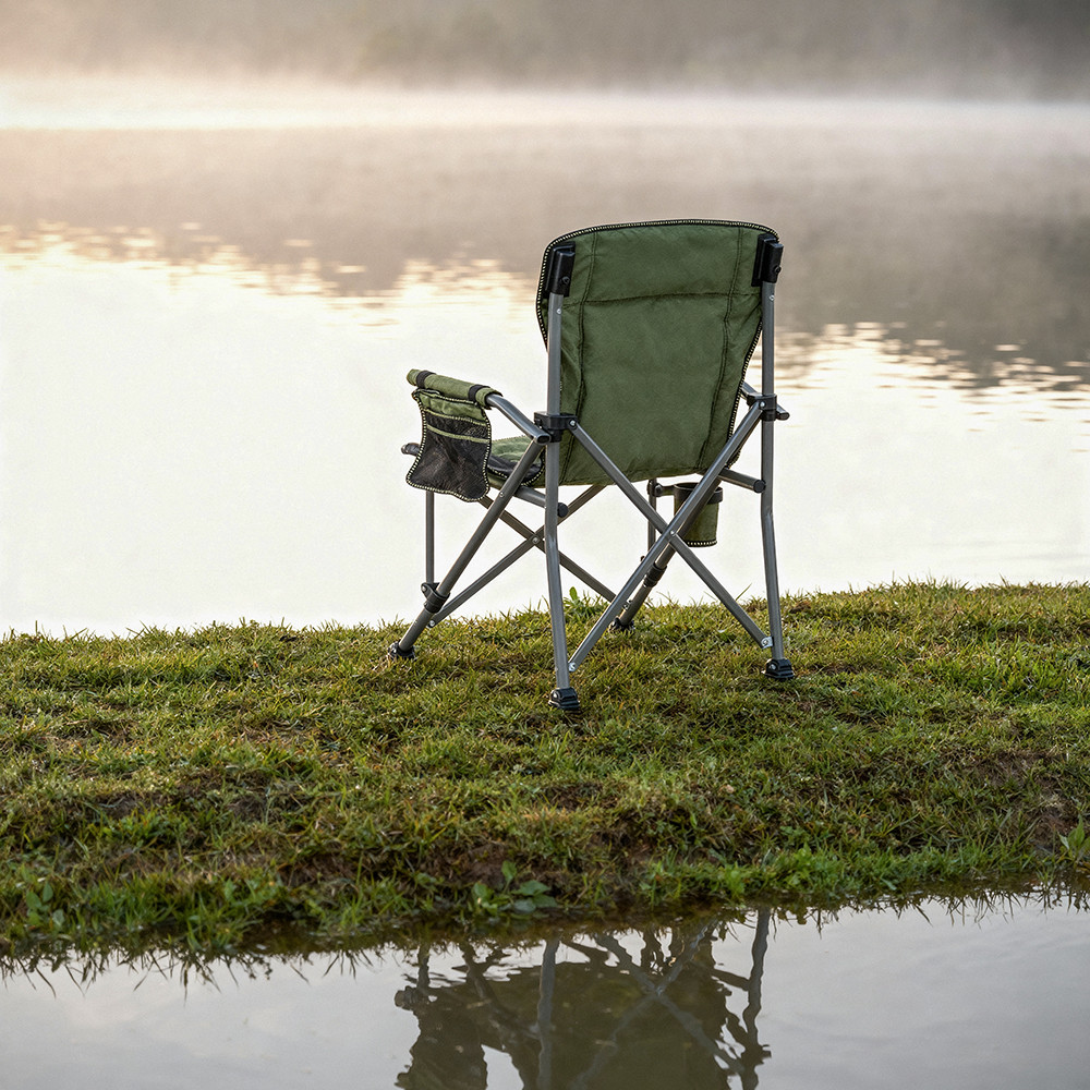 Leziter Scaun de pescuit Leziter Comfort Plus cu cotieră și suport pentru pahare verzi [1]