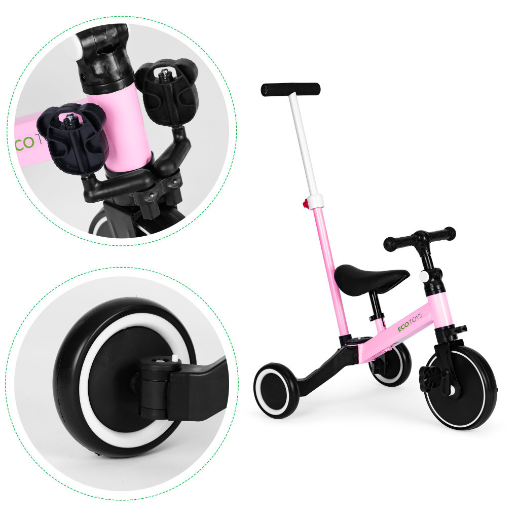 Homelux Triciclu cu mâner de împins 2 în 1 roz [5]