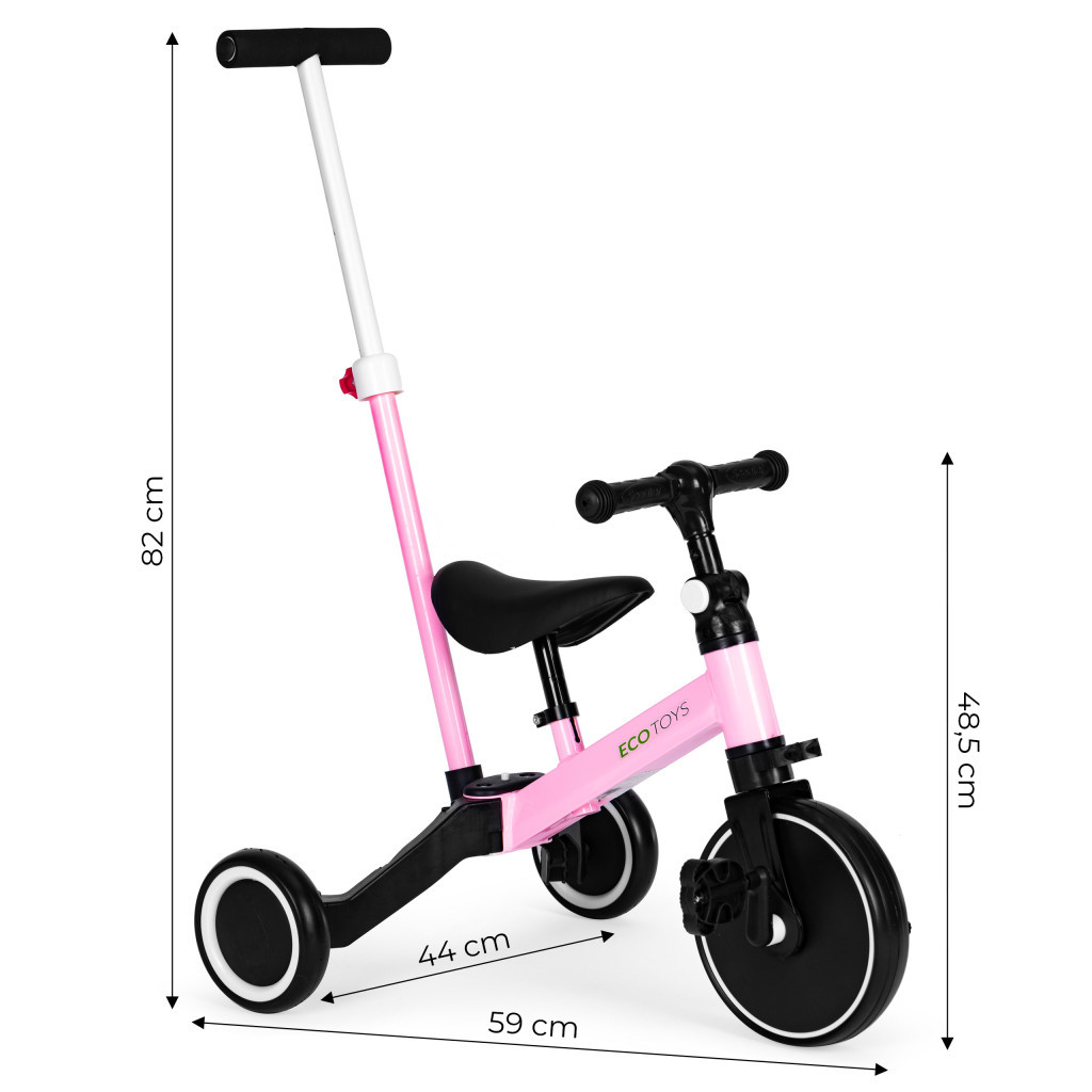 Homelux Triciclu cu mâner de împins 2 în 1 roz [6]