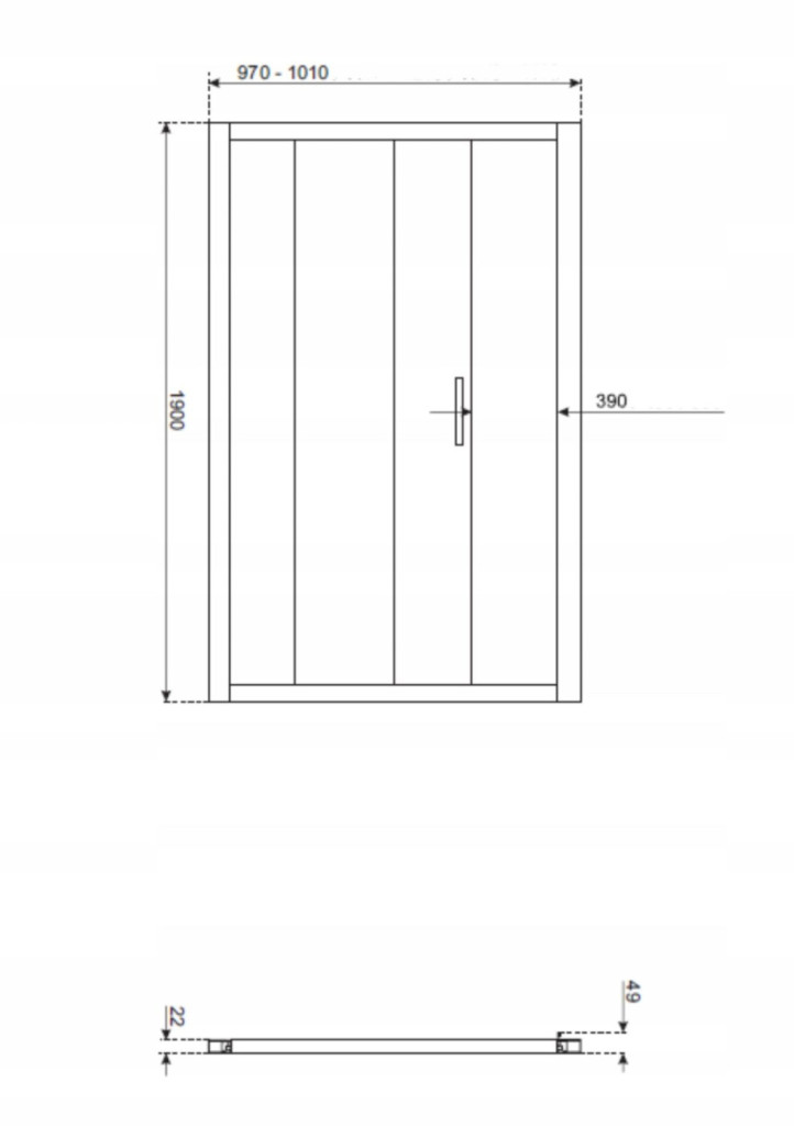 Kerra ZOOM 100x80TR cabină de duș dreptunghiulară fără tavă de duș [2]